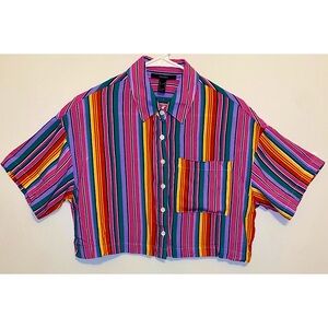 Forever21 Colorful & Cropped Button Down Shirt [S]